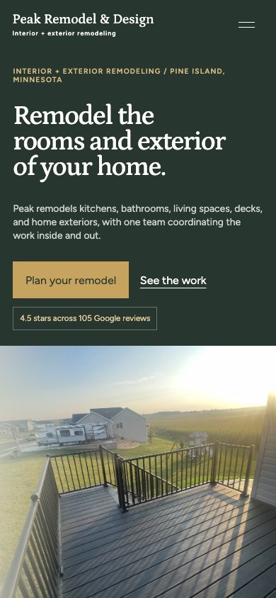 The new homepage on a phone