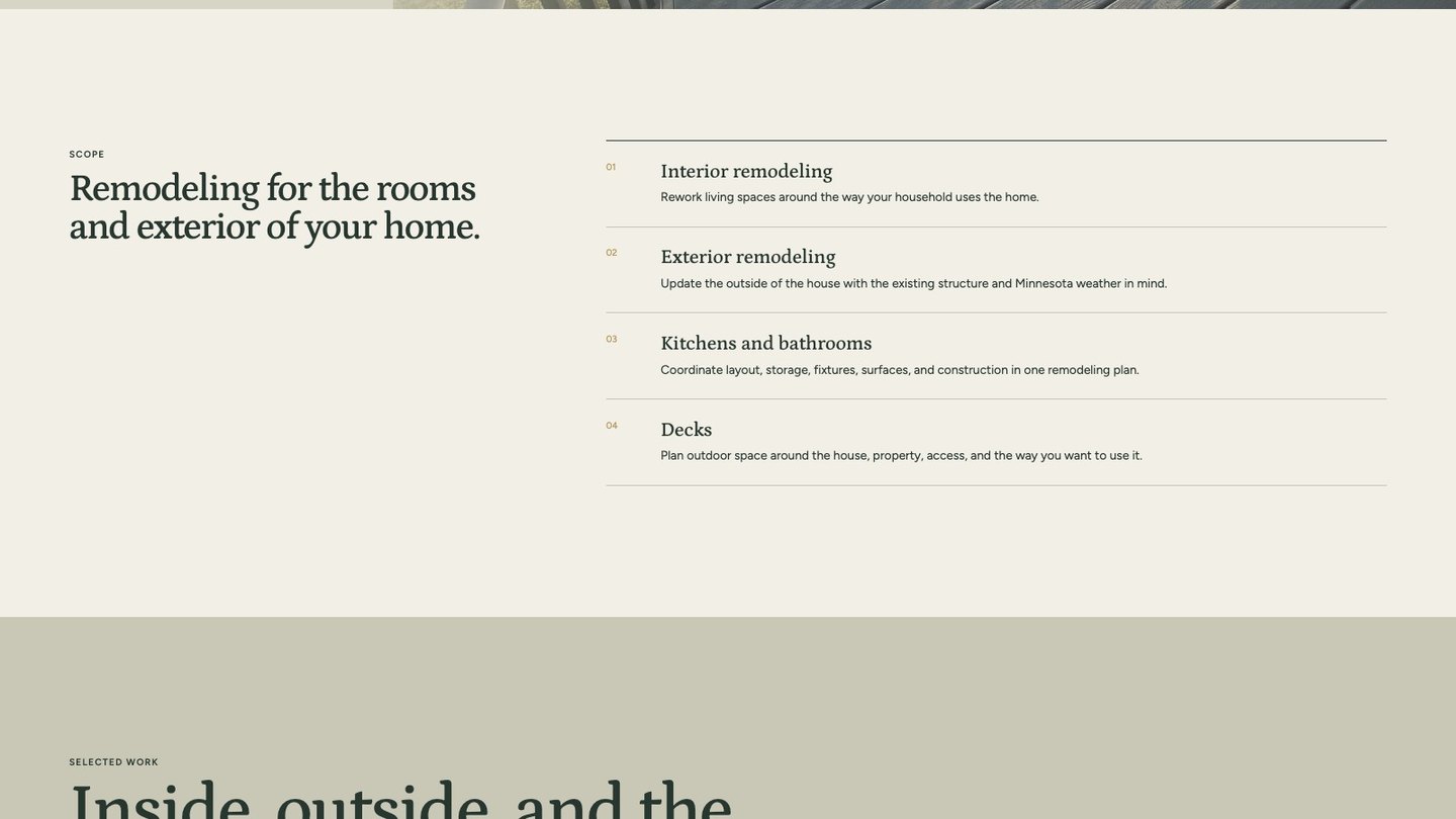 The service section of the new homepage