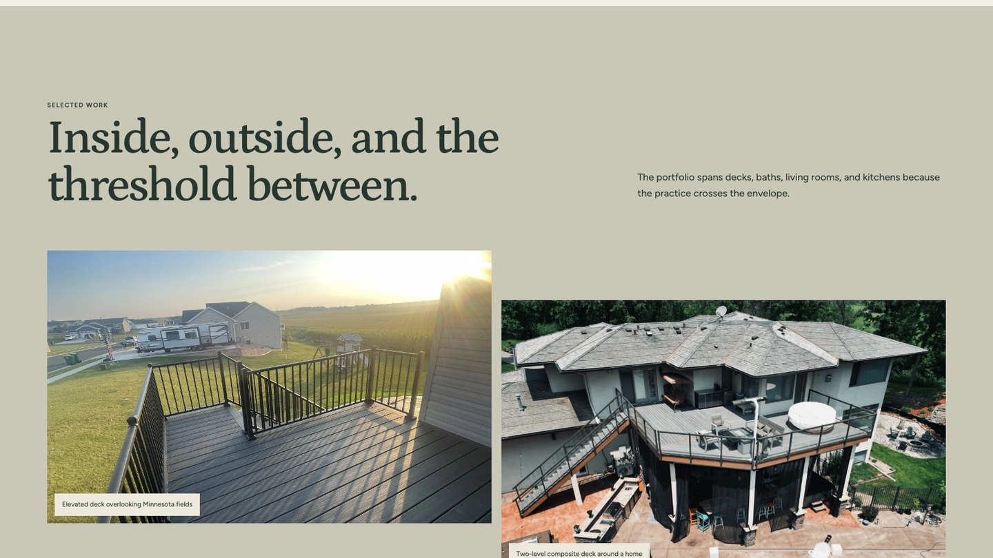 The project section of the new homepage
